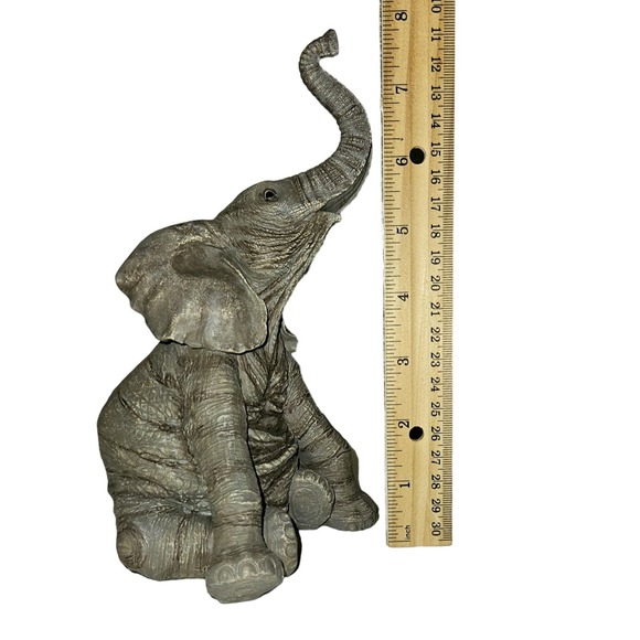 8" High Asian Elephant Figurine with Trunk Up Symbolic Elegance for Your Space! - Picture 5 of 6